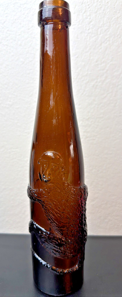 VTG Amber Brown Glass Bottle ~ Affentaler Wine, Germany ~ Embossed Monkey, 35cL