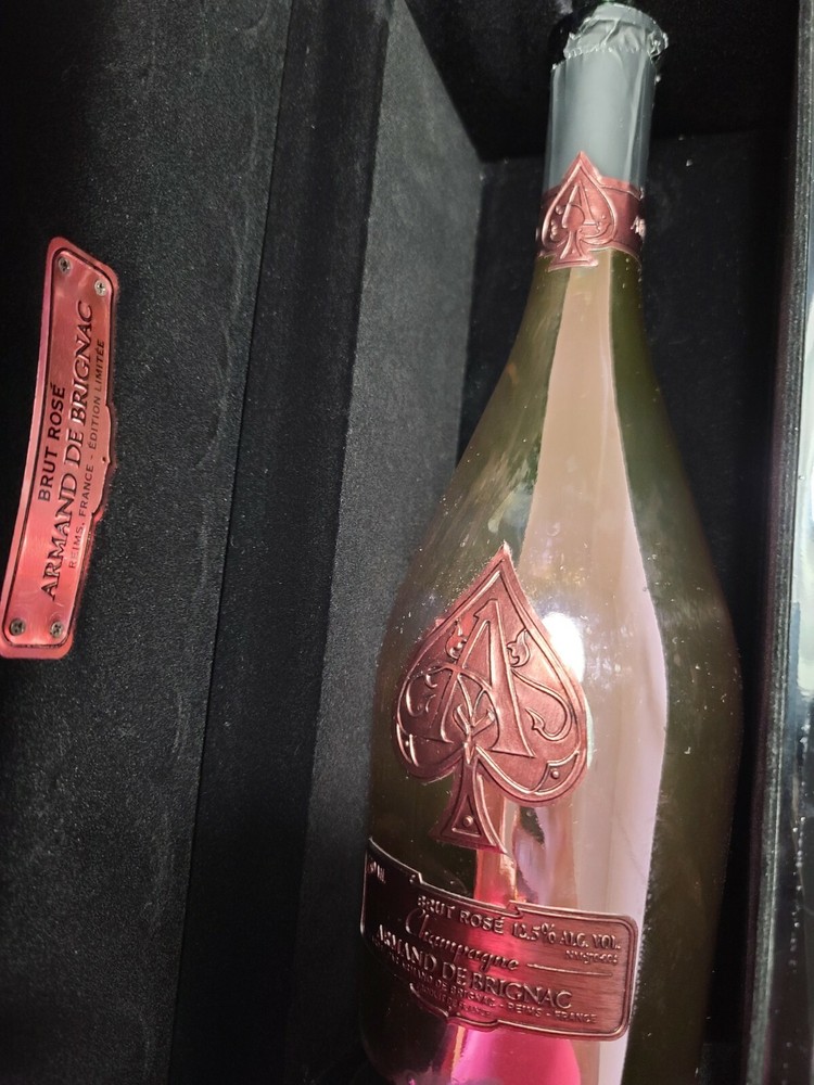 EMPTY ACE OF SPADES ROSE(ARMAND DE BRIGNAC)750ML EMPTY CHAMPAGNE BOTTLE WITH BOX
