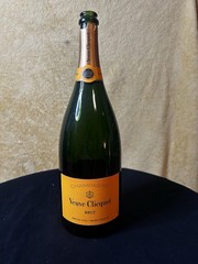 Empty Veuve Clicquot Brut Champagne Jeroboam 1.5L Bottle in Wooden Box
