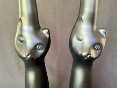 Cat Shaped Empty Wine Bottle 13&Prime; Tall Black Rheinhessen Riesling Glass Germany 2