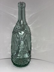 Vintage Green Clear Glass Wine Bottle 11 1/2”