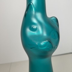 Moselland Riesling “Happy Cat” Frosted Green Figural Glass Empty Bottle