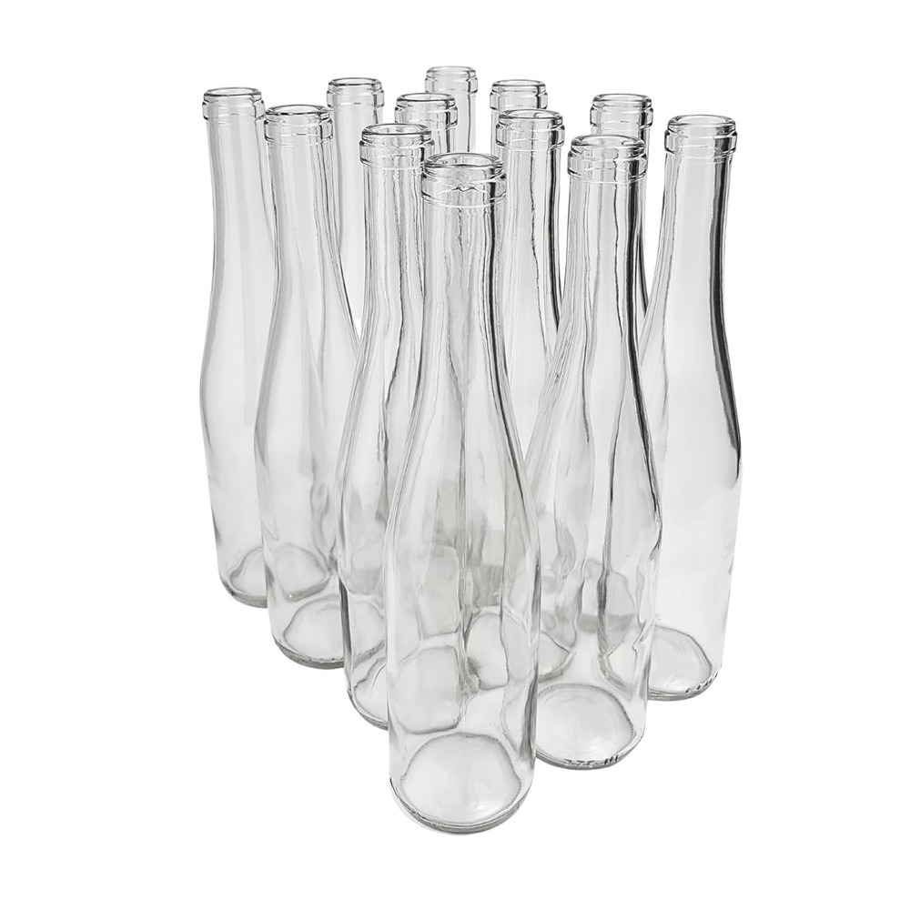 375 ml Clear Hock Liquor Wine Bottles Pack of 12 NO CORKS INCLUDED W17 375ml