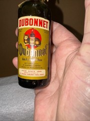 VTG Dubonnet An Aperitif Wine Mini Green Glass With Dimples Liquor Bottle EMPTY