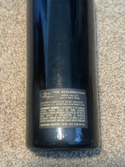 Rare empty bottle of wine The Resurrection (Napa Valley) with a skull