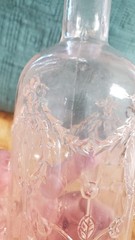 VTG Pink Tinted Glass Wine Empty Bottle Made in Italy Ornate Novelty Rare Find