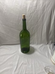 Vintage Dark Green Heavy Glass Wine Bottle Excellent Condition w/Cork