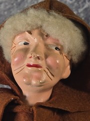 Vtg Folk Art Handmade Monk Doll Bottle Cover Wine Liquor 15&Prime; x 8&Prime; Humorous Decor
