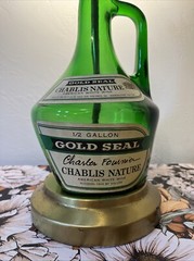 Vintage Handmade Wine Bottle Electric Table Lamp Charles Fournier 1/2 Gallon