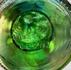 Vtg Italian Cevin Cut Green Glass Italian Wine Bottle Beautiful ~ No Cork