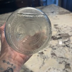 Vintage Embossed Paul Masson Wine Carafe Clear with white floral pattern 10”