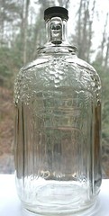 Antique Glass Wine Jug Grape Embossed One Gallon Art Deco Ball Glass Maker w Cap