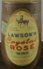 Lawson&rsquo;s Crystal Rose Wine Bottle, EMPTY, 1955, From Portugal, No Cork