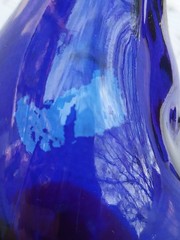 Mosseland Cobalt Blue Figural Glass Cat Shaped Wine Bottle 13&Prime;
