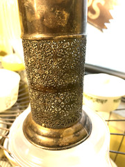 Antique Silver Plated & Glass Wine Bottle