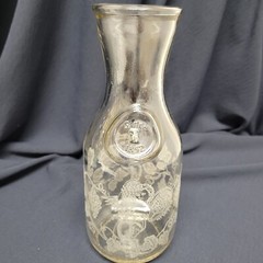 Vintage Paul Masson Wine Carafe 1988 Norman Kosarin Etched Cherub Vines Grapes