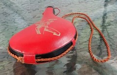 Vintage Viva Red Wine Leather Table Bottle Flask Canteen Made in Spain Rare HTF