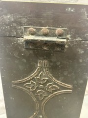 Old Vintage Wine Bottle Box Dark Brass and Wood Elegant Collectible Piece India