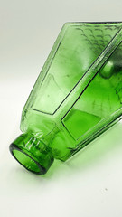 Vintage large Emerald Green Glass Street Lamp Wine Decanter Bottle 19&Prime;