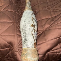 1960s Italian Ceramic & 24k Gold Roman Men Wine Titvlvs Bottle by Fazi Battaglia