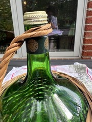Vintage Green Glass Wine Jug Wicker Basket Demijohn Bottle Alexandria VA