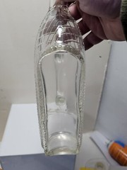 1966 London Winery Ltd Boat in Glass Wicker Basket Wine Bottle, With Handle