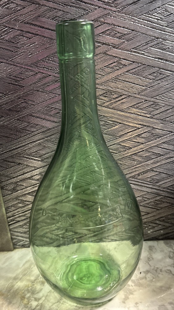 Vintage DF Vino D&rsquo;Italia Green Teal Glass Round Bottom Wine Bottle #3 No Cork