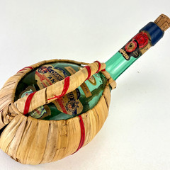Vintage 1970 Chianti Fiasco Straw Empty Bottle Wrapped Italy 1 Qt Decor 11&Prime; Aqua