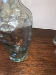 Glass Demijohn Bottle – Wavy Glass Bottle – Antique Light Green Glass 10” Tall