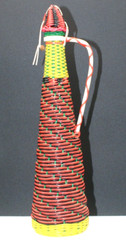 MCM Viresa Plastic Scoubidou Woven Wicker Demijohn Wine Bottle with Handle