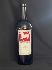 3 liter wine bottles with custom silkscreened WILD HORSE label.