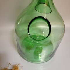 Vintage Italian Blown Green Glass Demijohn Wine DECANTER Ice Jug Chamber