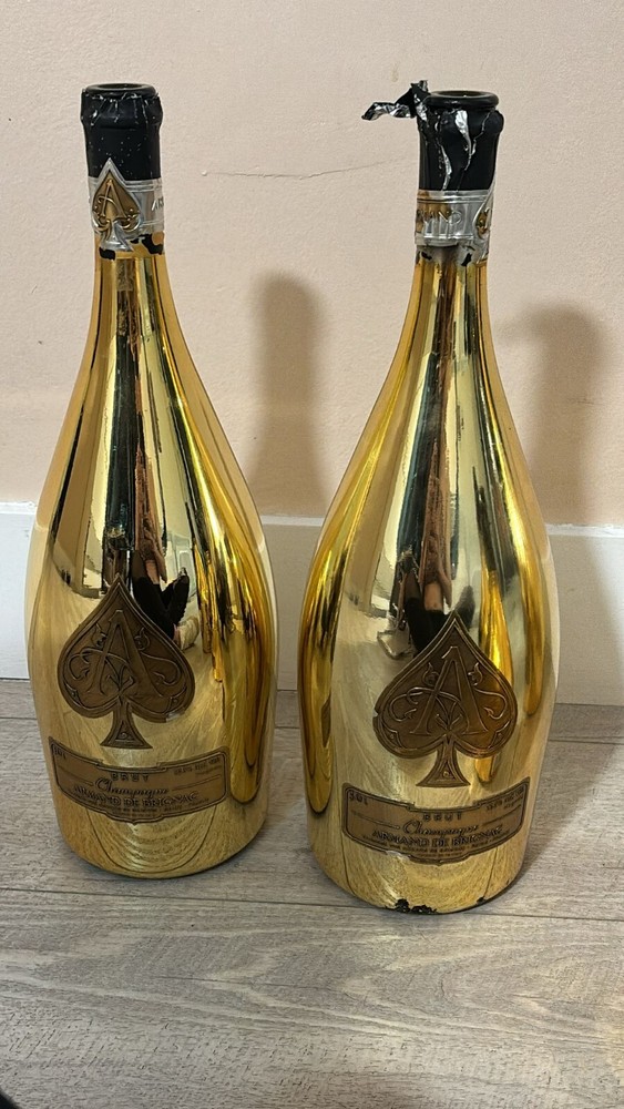 2 EMPTY Jeroboam Bottle Ace Of Spade 3lt , Color Gold Bottle 2 BOTTLE