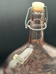 VTG Jus De Fruits Large Pink Glass Wine/Liquor Bottle w Original Rosenthal Label