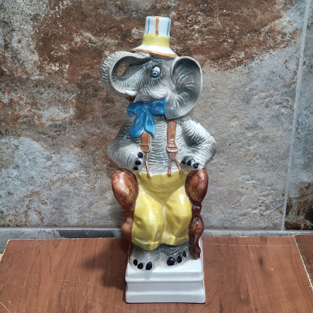 Vintage Elephant Wine Decanter Empty Bottle 12&Prime; Red Wine Mareialla Product Of It