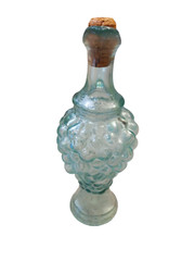 PINORD GLASS GRAPE CLUSTER LT GREEN STURDY BOTTLE 11.5&Prime; TALL