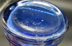 Cobalt Blue Mold Blown Glass Embossed Grapes Wine Bottle Antique / Vintage Heavy