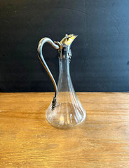 Handblown Glass & Pewter Carafe Decanter by Jean Goardere Wine Made in France