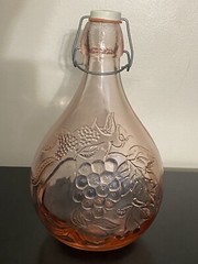 Vintage Pink Casadis Milano JUS DE FRUITS Wire Bail Stopper Wine Decanter 10.5&Prime;