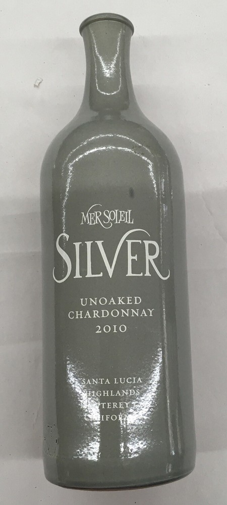 Mer Soleil Silver EMPTY Ceramic Wine Bottle, Unoaked Chardonnay 2010