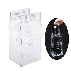 Ice Wine Bag Portable Collapsible Clear Wine Pouch Cooler with Handle for Party,