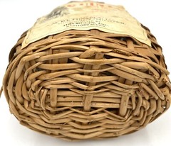 Vintage Wicker Wrapped Clear Glass Quinta Lisbon Wine Bottle Portugal Empty.