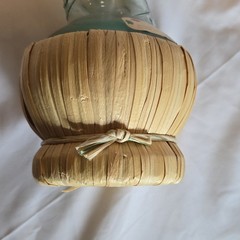 Vintage Long Neck Twisted Spiral Bottaro W/ Raffia Base Empty Wine Bottle 15&Prime;