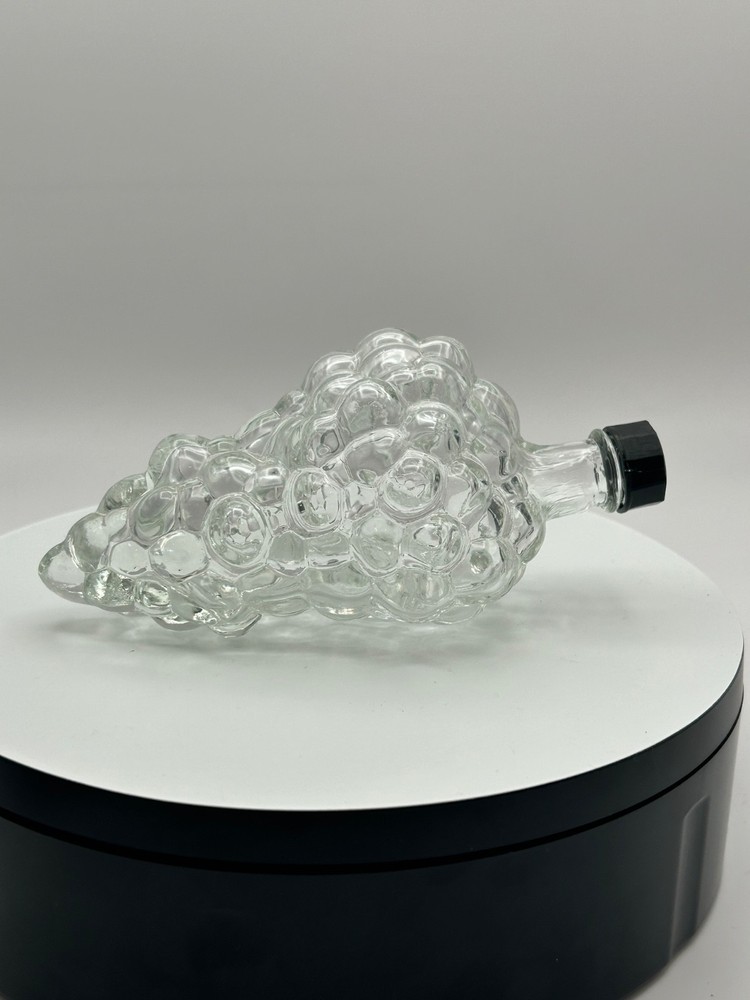 Vintage Glass Grape Cluster Figural Bottle With Lid Made in France