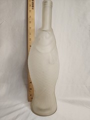 Vintage Frosted Glass Fish Shaped Bottle 14&Prime; Tall.