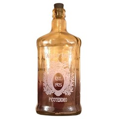 9” Amber Glass Bottle Etched Valle d&rsquo;Aosta Italy Wine Crest Est. 1925 Black Cork