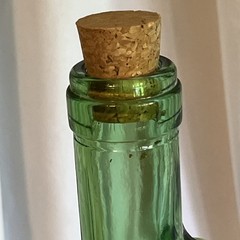 1960-70s Vintage Green Glass Italian Fish Shaped Wine Bottle Decanter w/Cork 13&Prime;