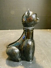 Seguso Bischoff Black Cat Glass Wine Bottle Italy 6.5&Prime; x 3.75&Prime; x 2.25&Prime; Very Good