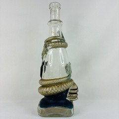Vintage Viarengo SA Torino Glass Wine Bottle Italy Snake Serpent Dragon Koi Fish