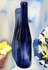 Cobalt Blue Glass Wine Bottle Small 10.75&Prime; Tall, Home Brew, New & Ready to Use!